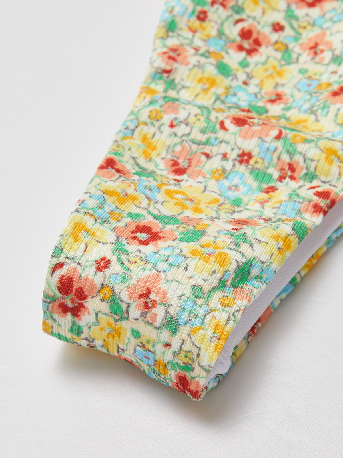 Çiçek Desenli Önden Bağlamalı Bikini Takımı Sarı Yeşil