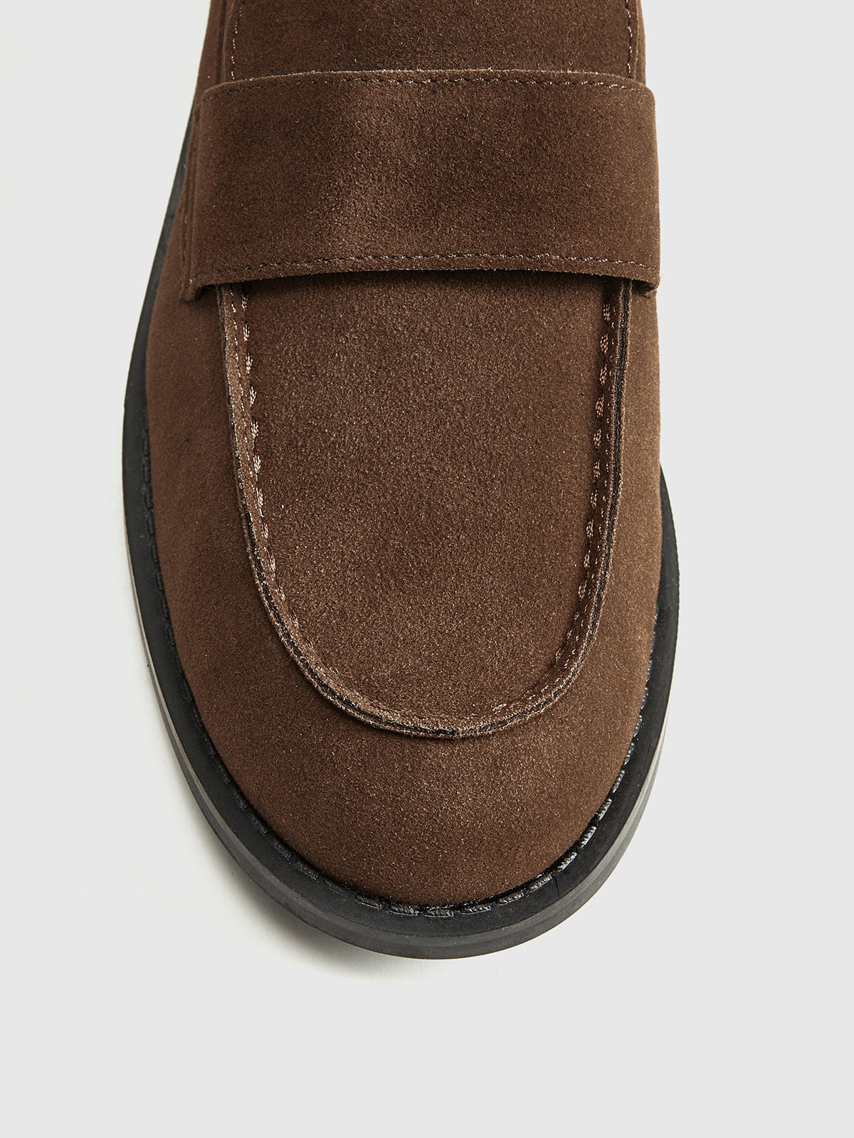Süet Penny Loafer Ayakkabı Kahverengi Mikrofiber Deri