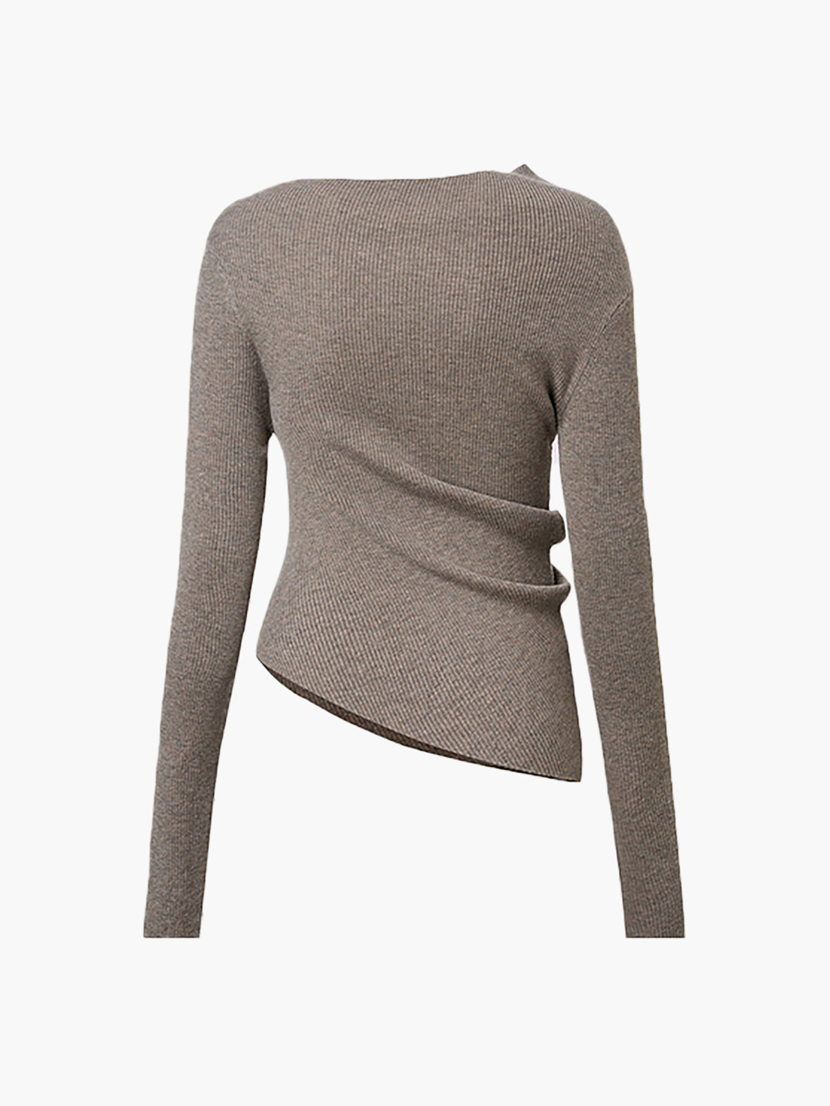 Asimetrik Payetli Yün Karışımlı Triko Üst Haki