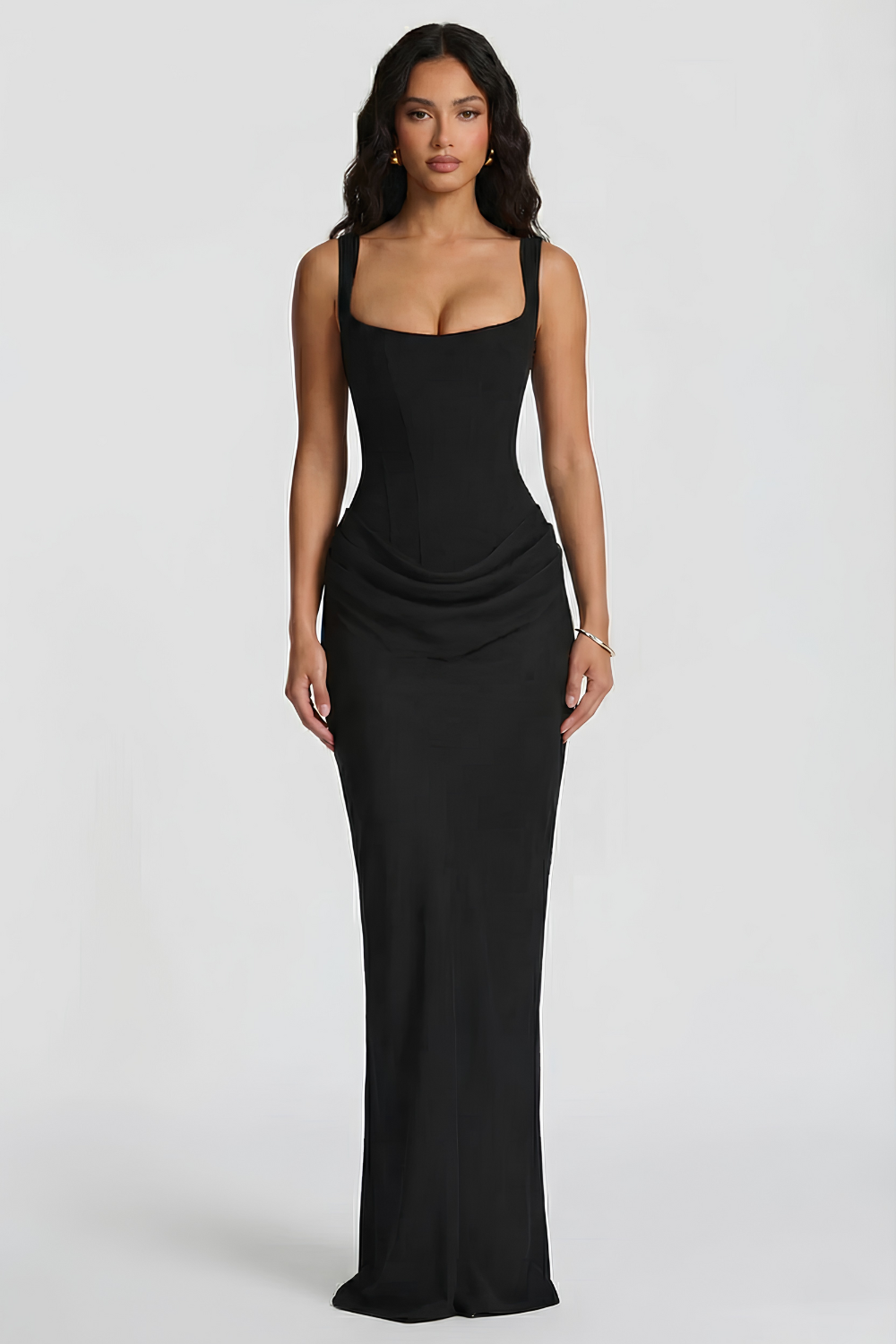 Arkası Bağcıklı Bordo Maxi Elbise