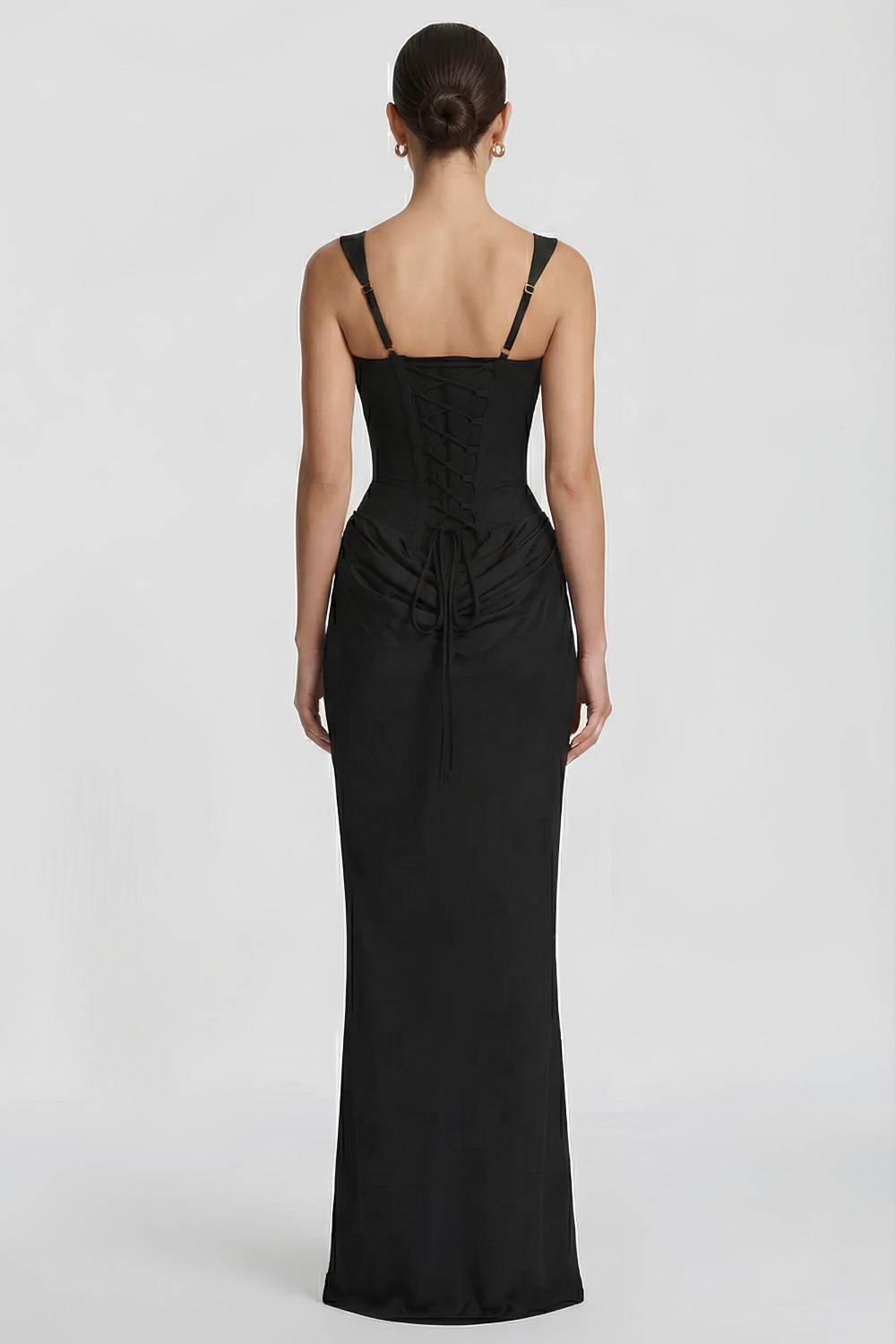 Arkası Bağcıklı Bordo Maxi Elbise