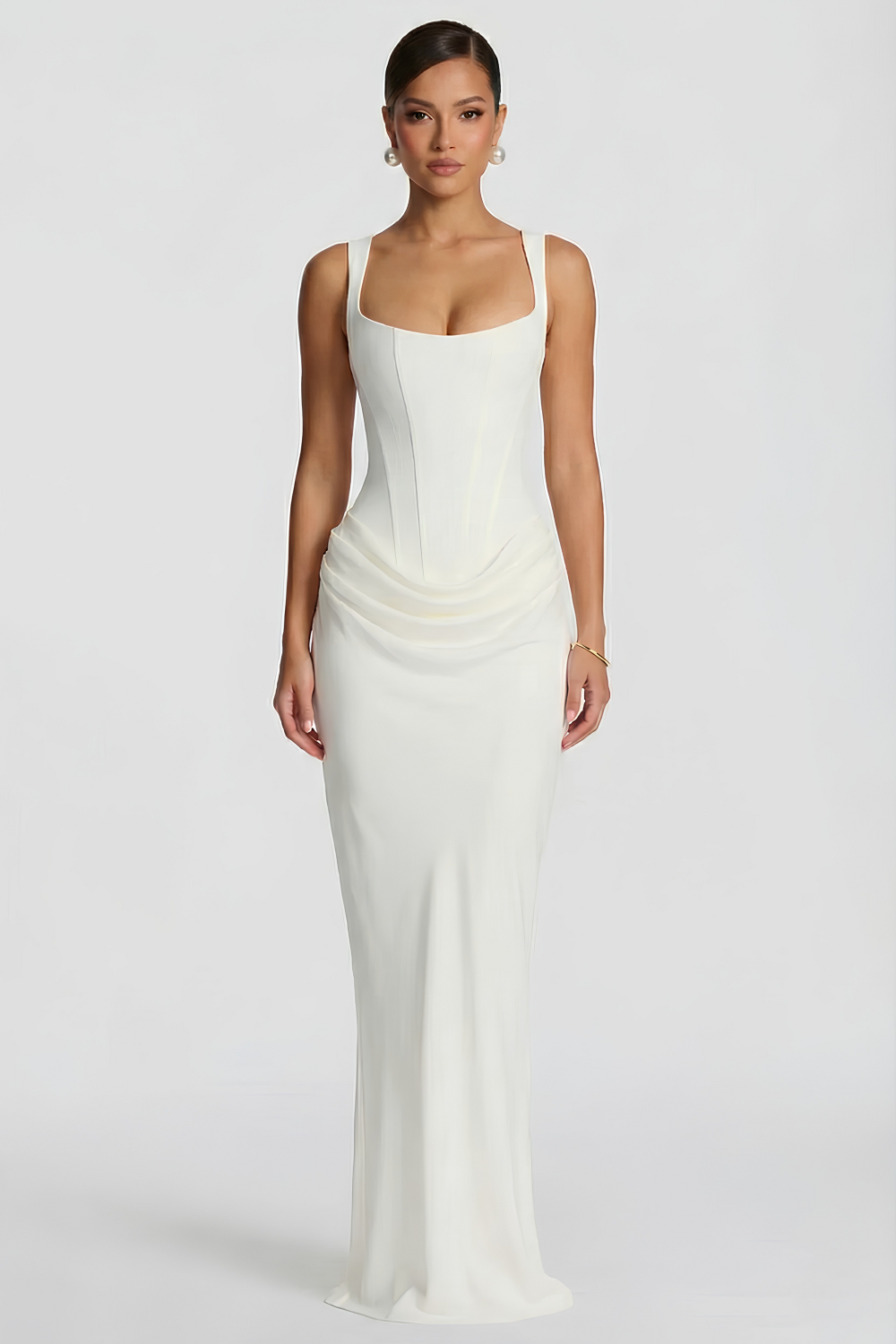 Arkası Bağcıklı Bordo Maxi Elbise