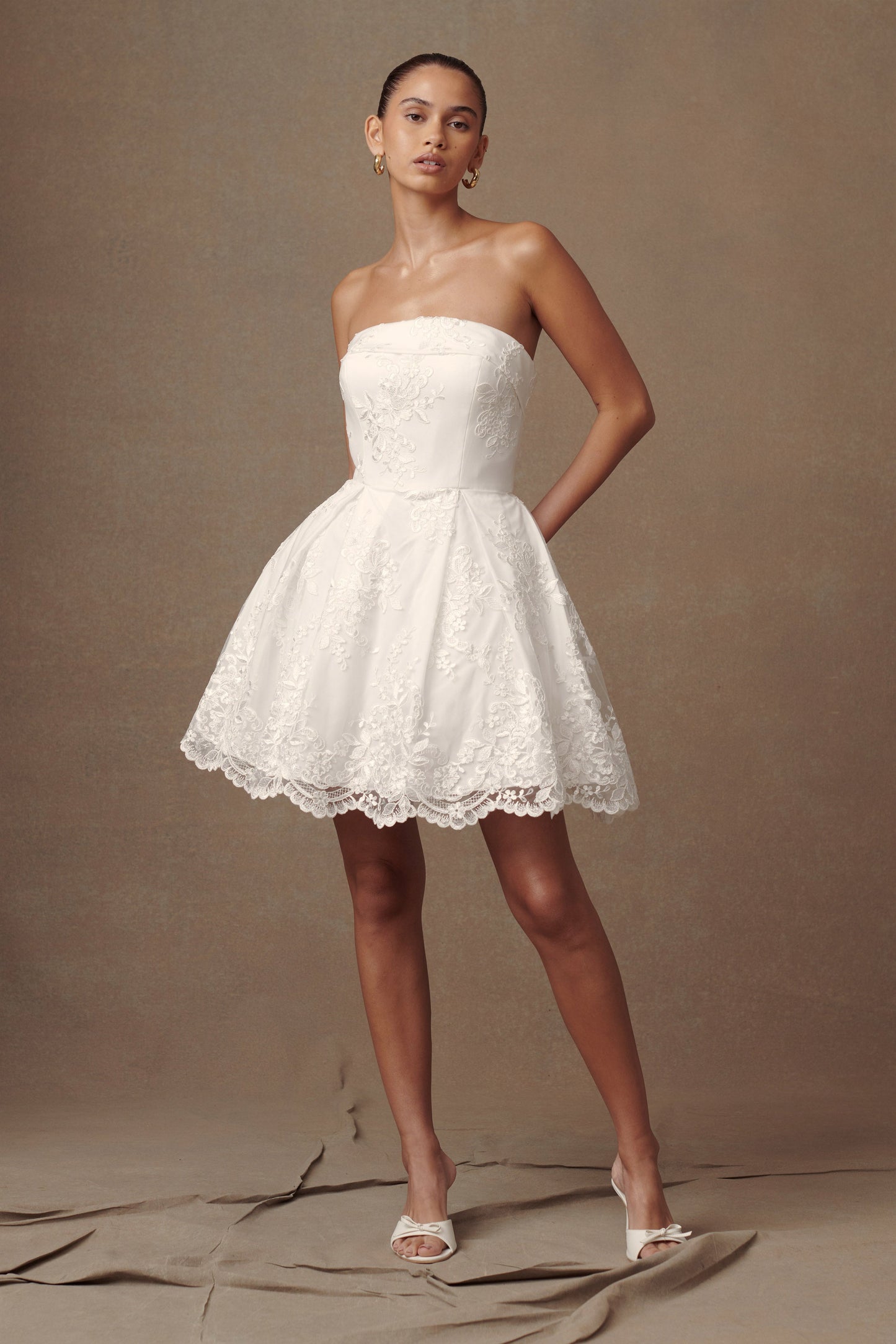 ROF Eileen Dantel Mini Elbise - Beyaz