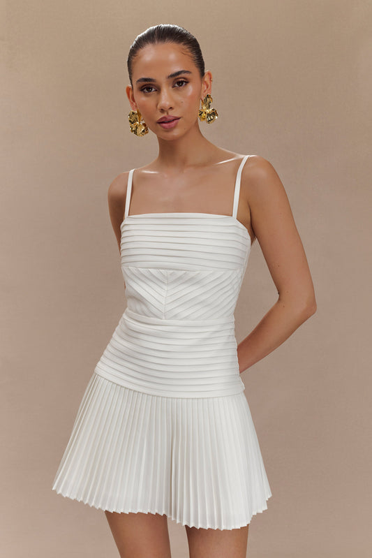 ROF Rylee Multi Plise Mini Elbise - Beyaz