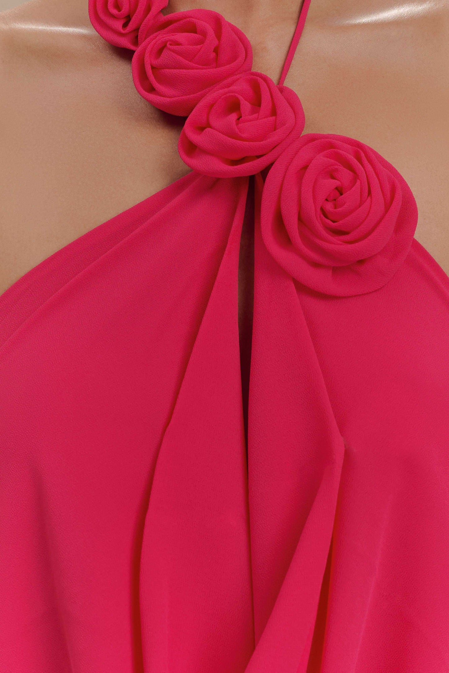 ROF Rosalia Dekolteli Uzun Elbise - Ahududu