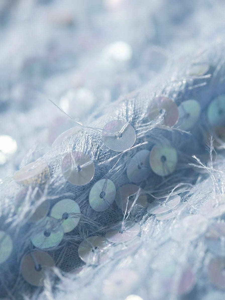 Pul İşlemeli Boyundan Bağlamalı Mini Elbise Açık Mavi