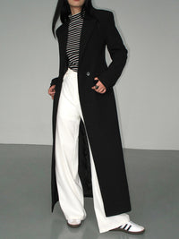 Yaka Cepli Blazer Ceket Siyah Uzun Kol Elegant
