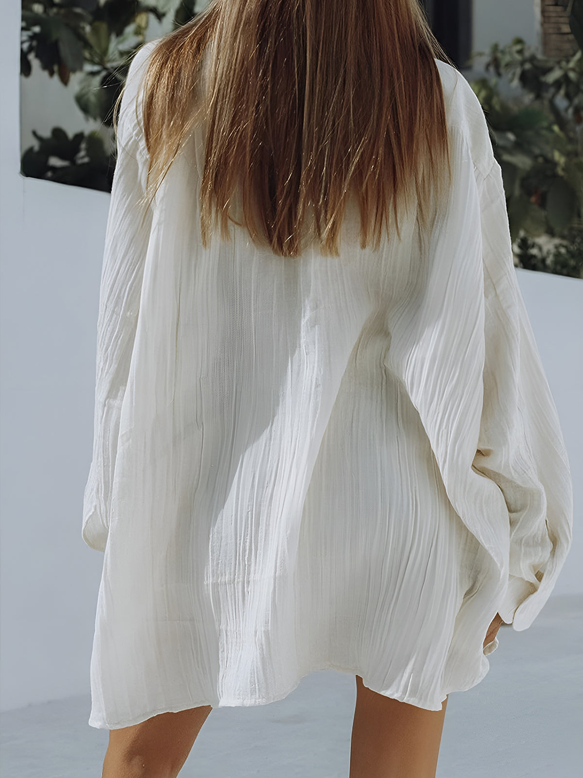 Pamuk Cepli İpli Şort Takım Beyaz Uzun Kol