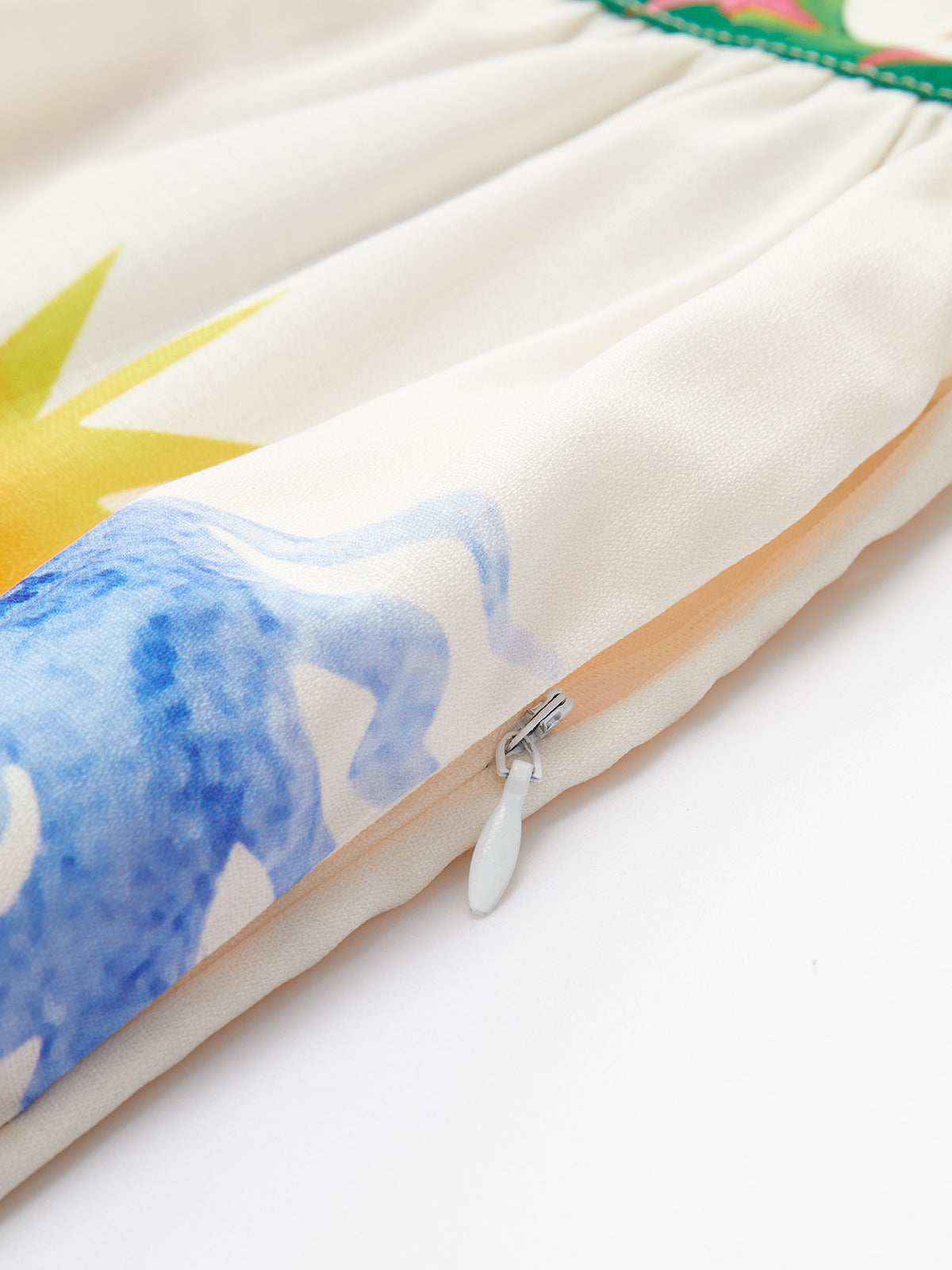 Baskılı Halter Pantolon Takımı Ekru Yeşil Sırt Dekolteli