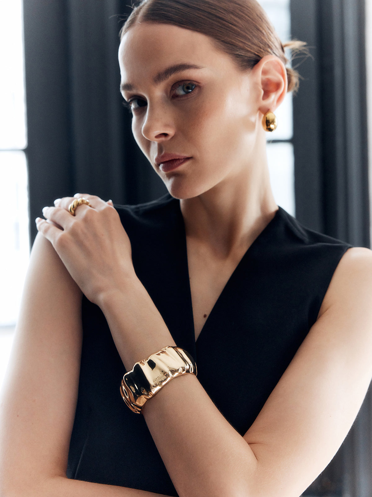 Vintage Manşet Bileklik Altın Rengi Alaşım