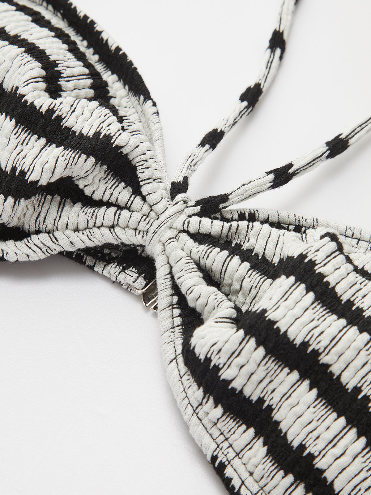 Çizgili Halter Çıkarılabilir Pedli Bikini Takımı Siyah Beyaz