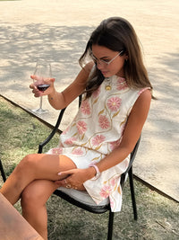 Romantik Çiçekli Kolsuz Kısa Elbise Beyaz