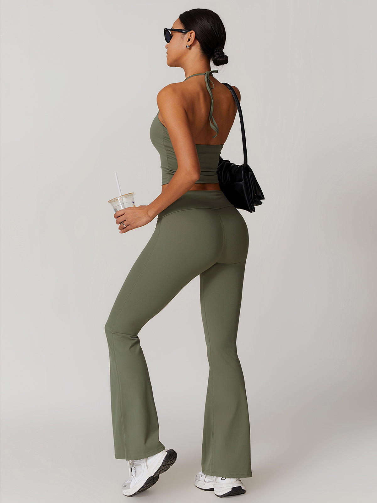 Bağcıklı Aktif Spor Takımı Gri Yüksek Esneme