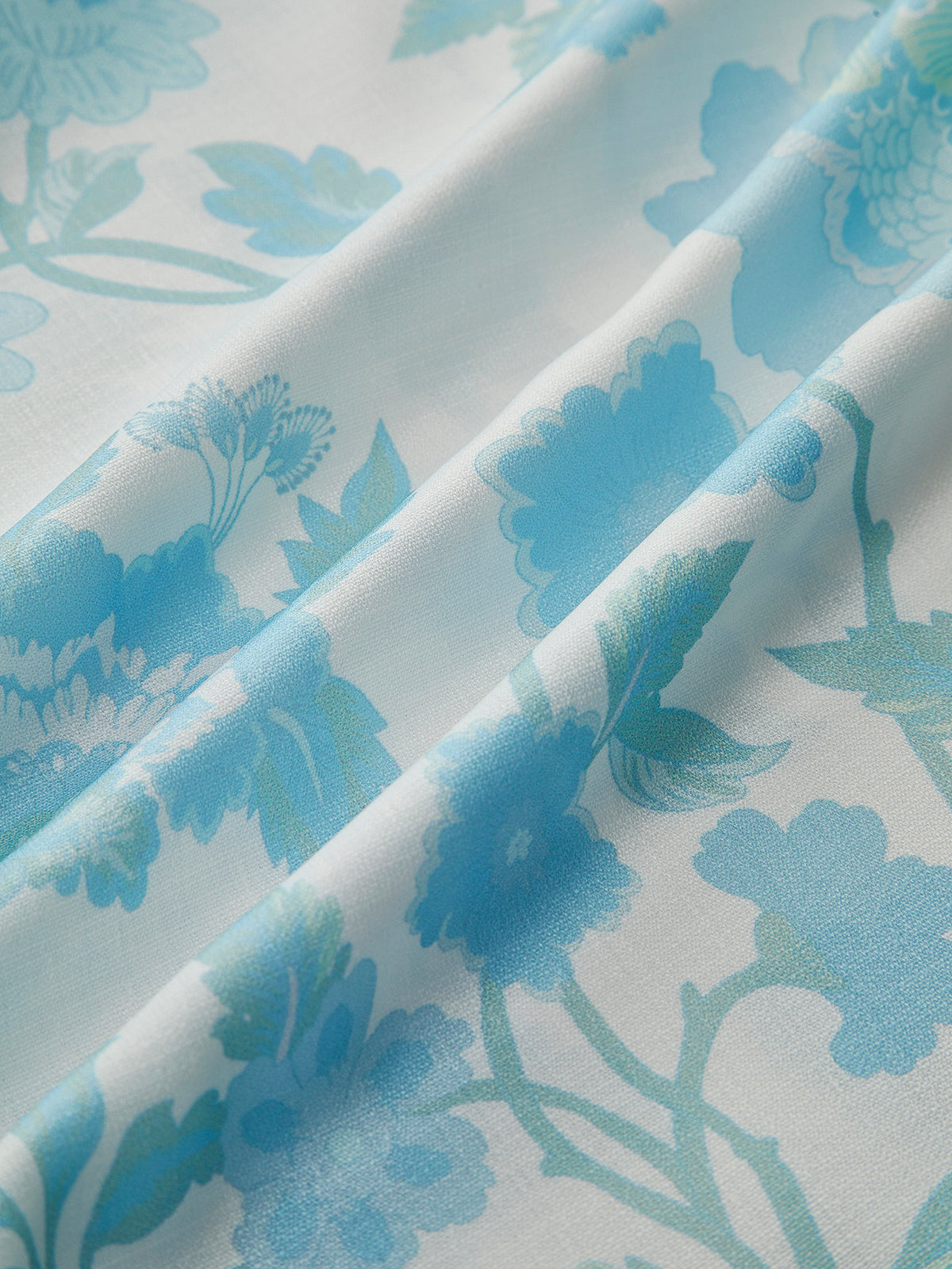 Çiçek Desenli Kemerli Şort Takımı Mavi V Yaka