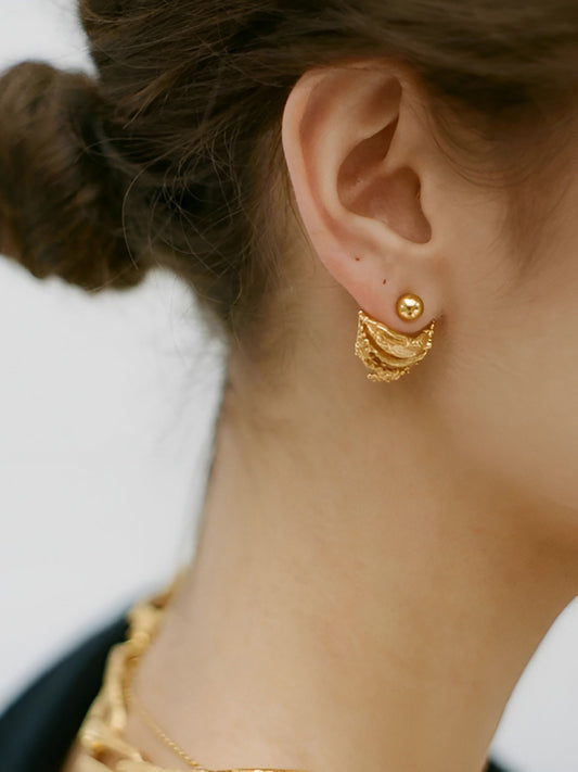 Retro Düzensiz Kavisli Küpe Altın Kaplama 18K