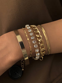 5 Adet Rhinestone Yılan Zinciri Bilezik Altın