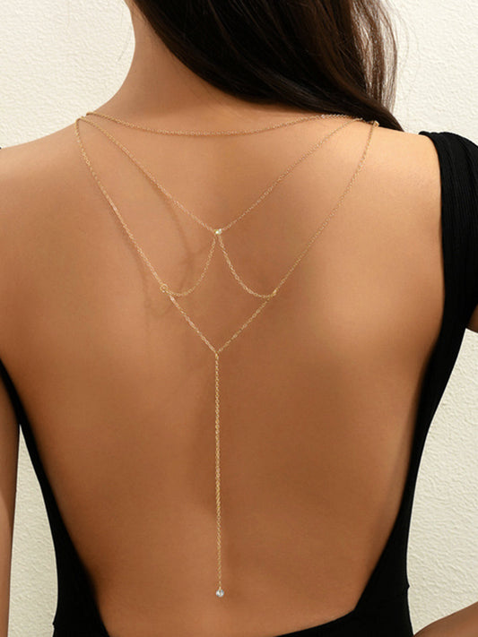 Strass Taşlı Yığınlı Tasma Kolye Altın Rengi