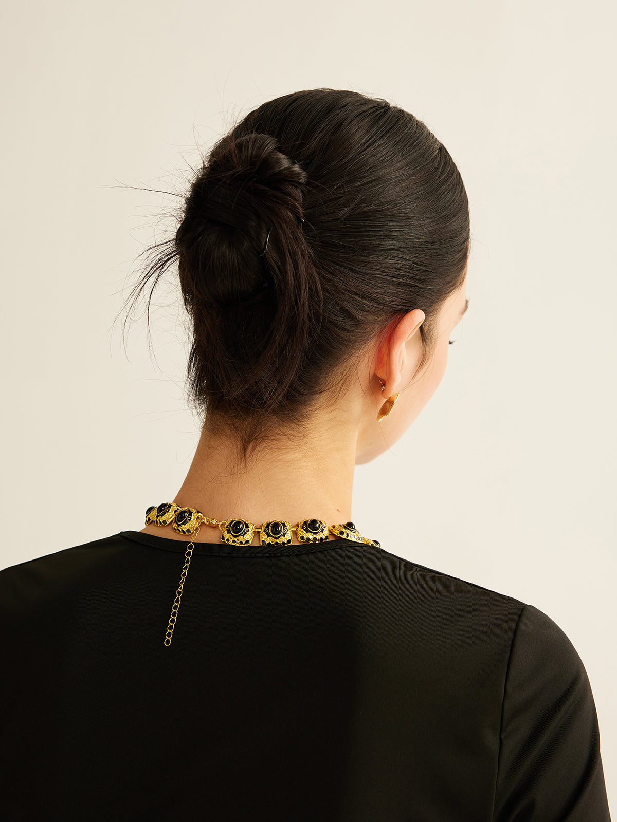 Vintage Emaye Kolye Altın Rengi Ayarlanabilir Uzunluk