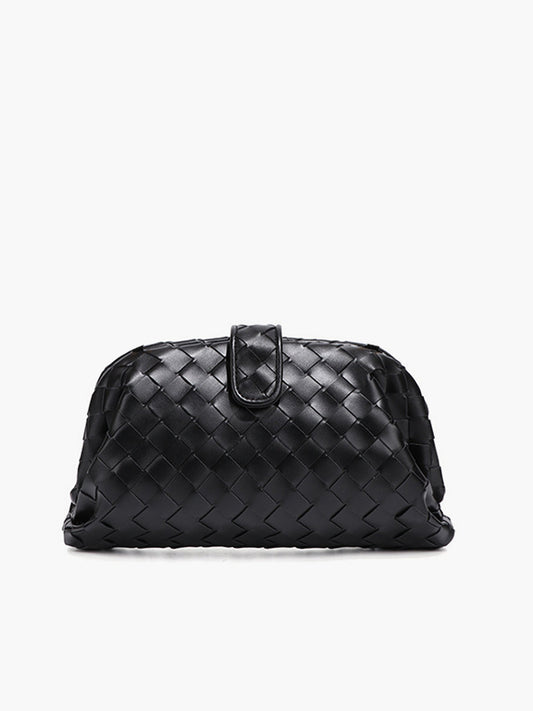 Örgü Bulut Omuz Çantası Siyah Dumpling Model