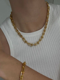 Titanyum Çelik Choker Kolye Altın Rengi Ayarlanabilir