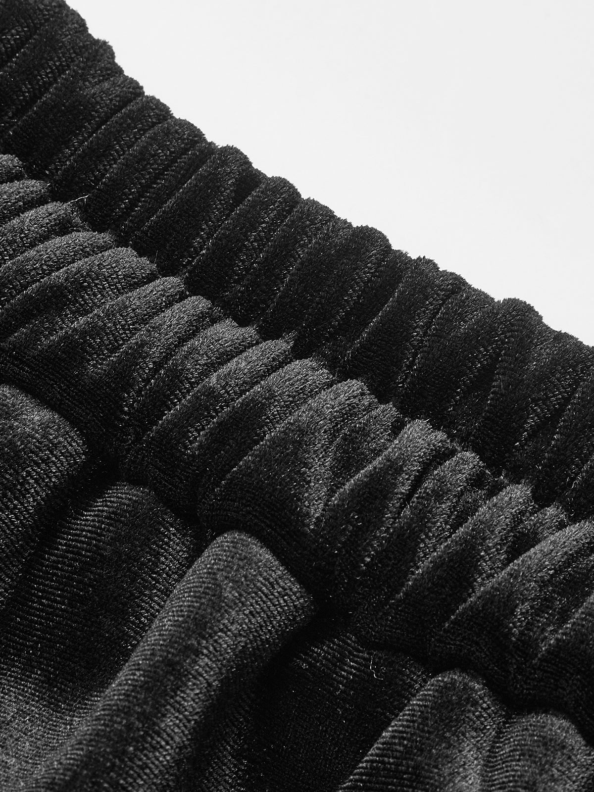 Kadife Orta Bel Şort Siyah Gündelik