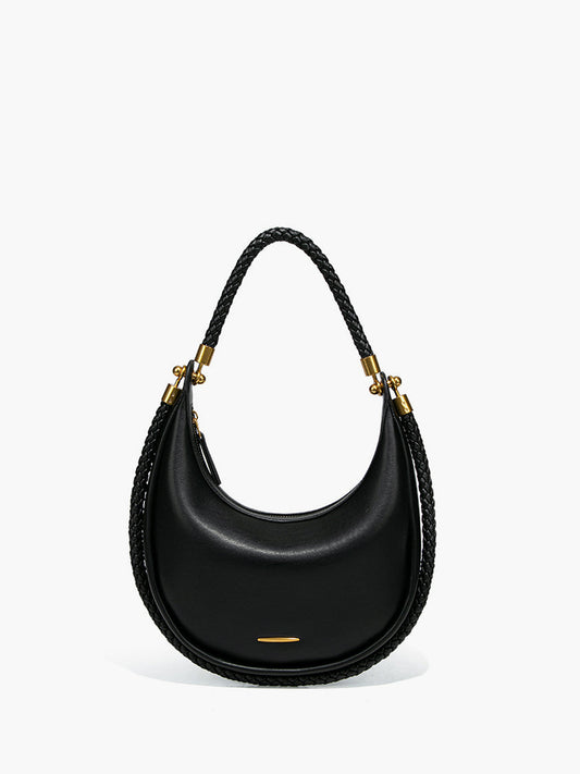 Şık Kavisli Çapraz Çanta Dokuma Saplar Siyah