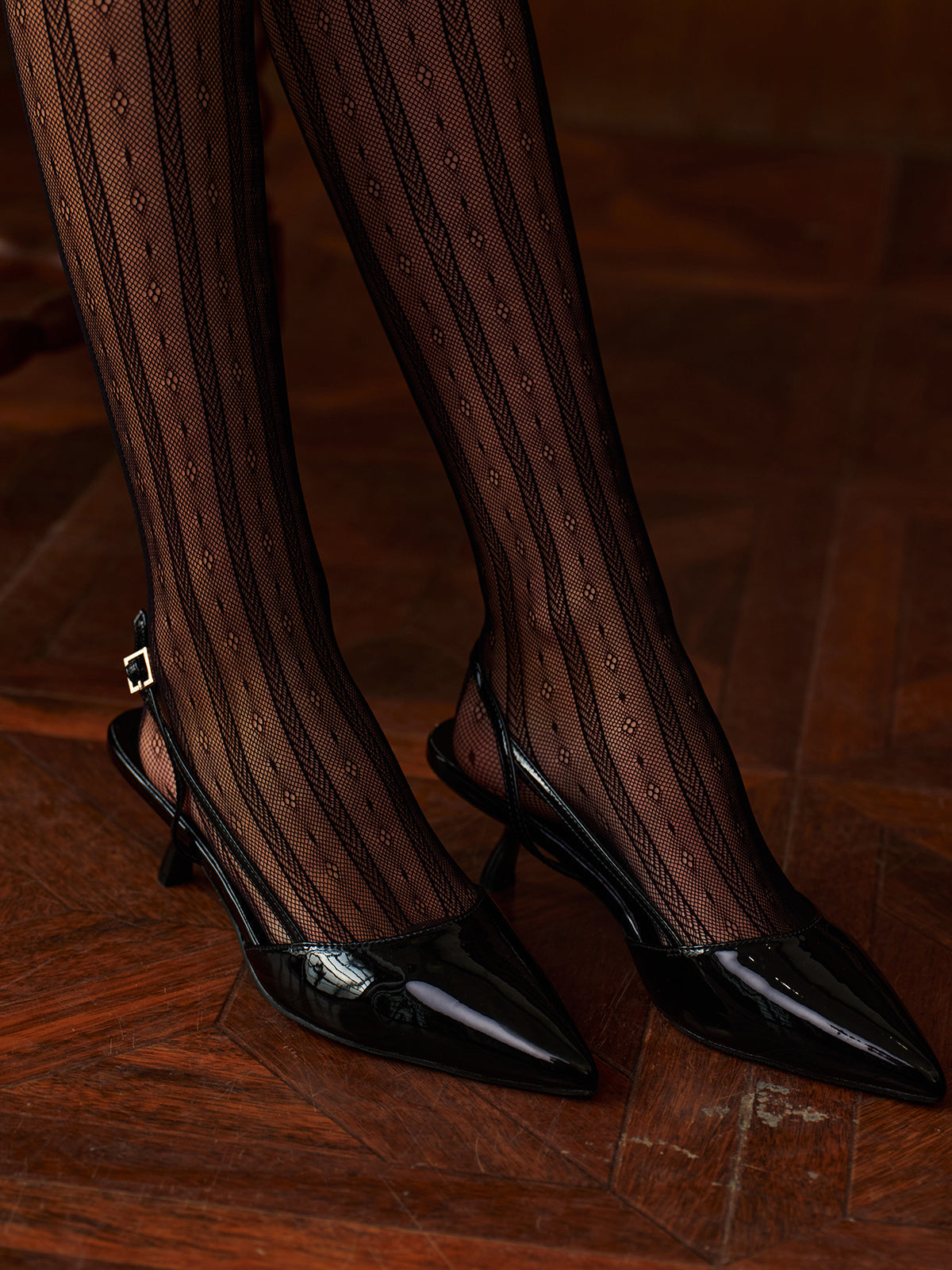 Slingback Topuklu Ayakkabı Sivri Burun 4cm Siyah