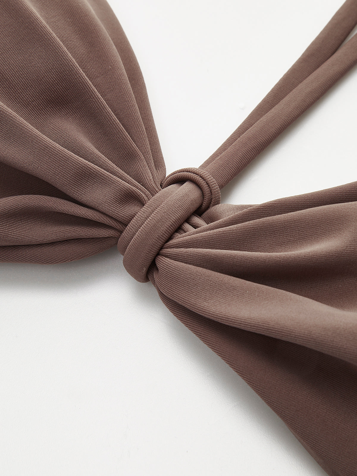 Kravat Detaylı Halter Bikini Seti Kahverengi