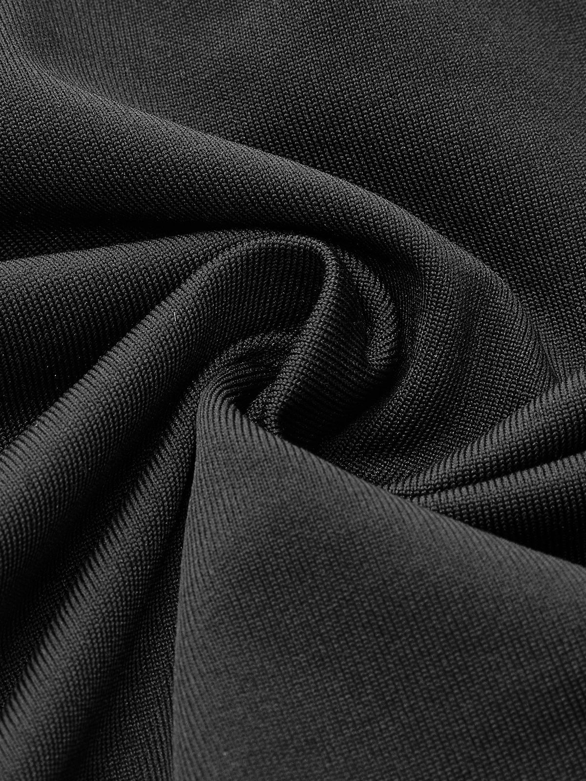 Asimetrik Yaka Plise Tişört Siyah Slim Fit