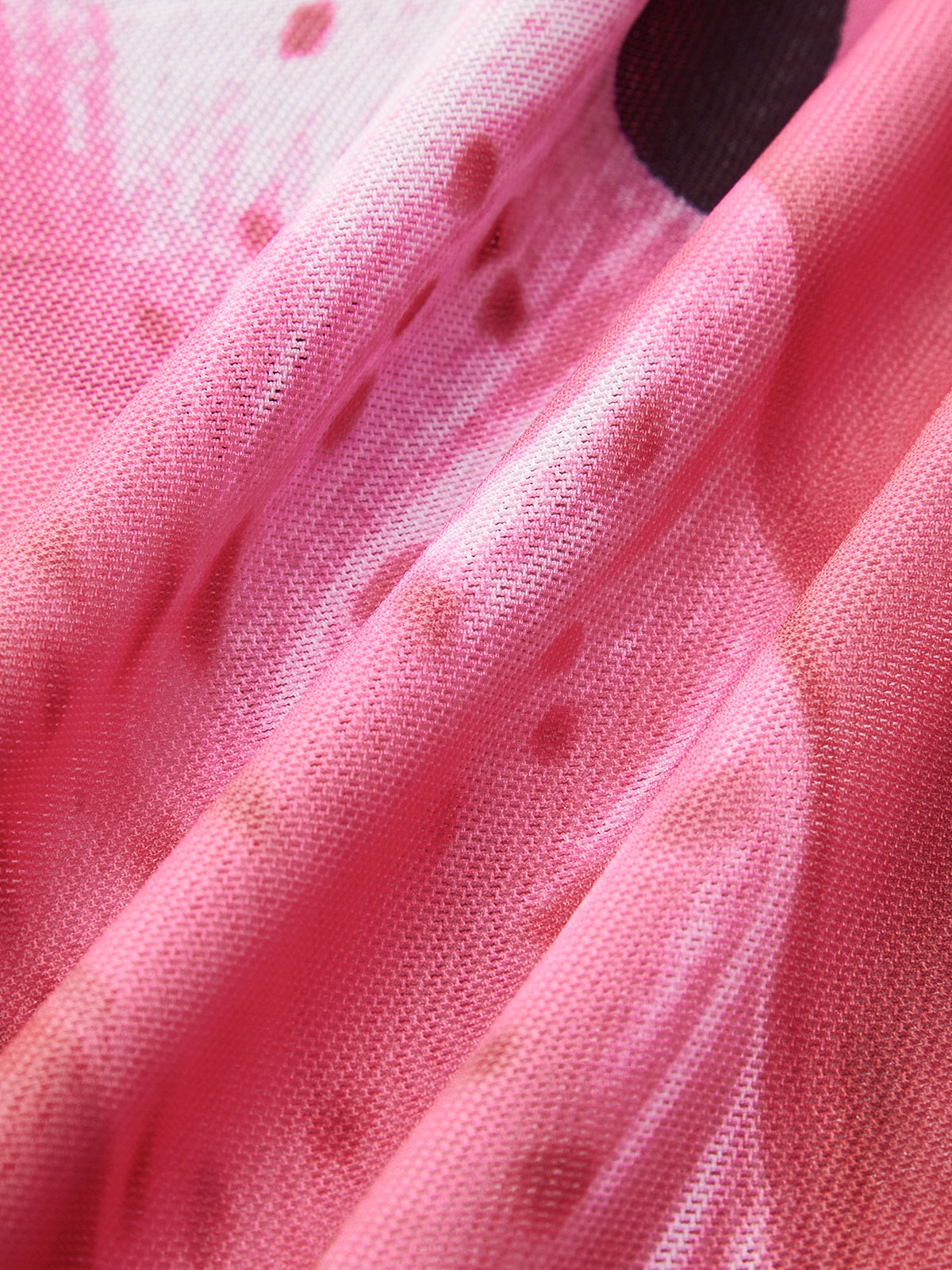 Çiçekli Bikini Takımı File Etek Siyah Pembe