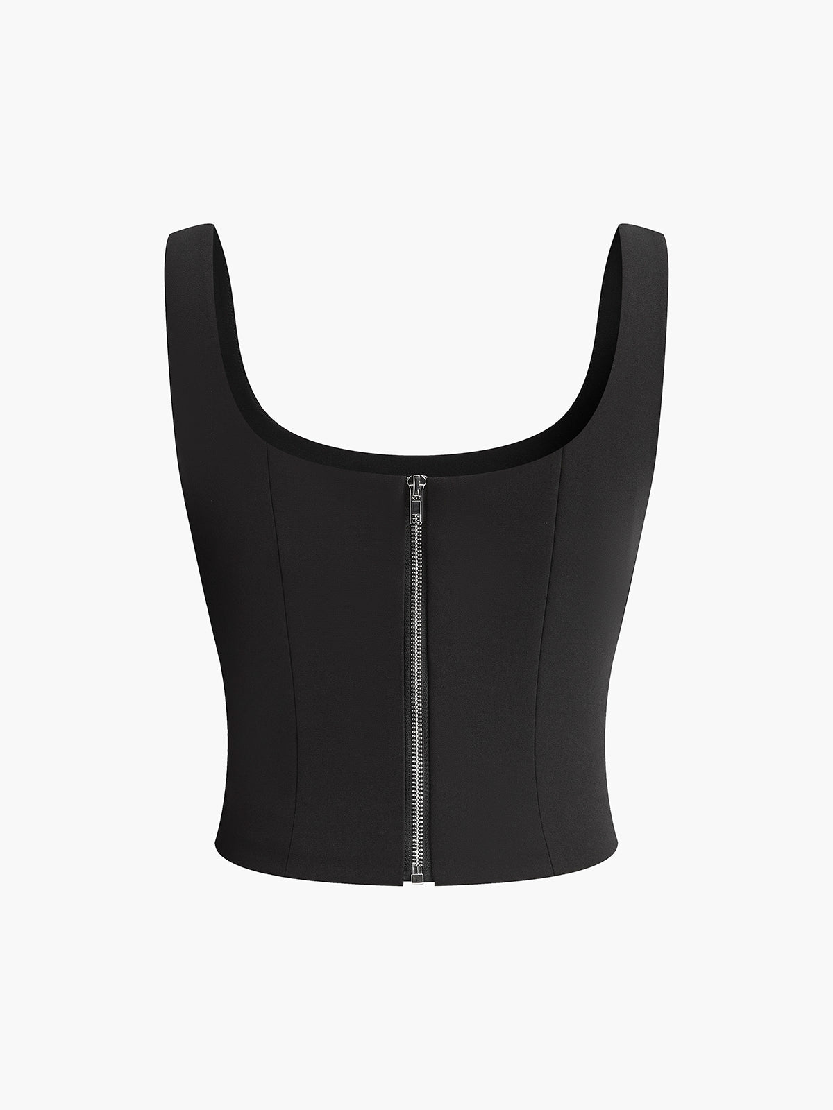 Kristal Taşlı Çiçekli Kare Yaka Kolsuz Bluz Siyah