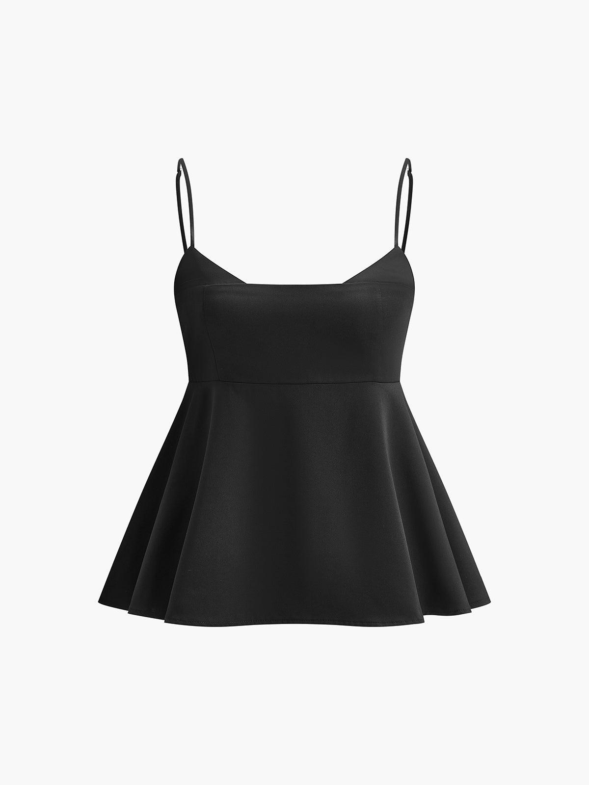 Şık Askılı Kalp Yaka Bluz Siyah Ayarlanabilir