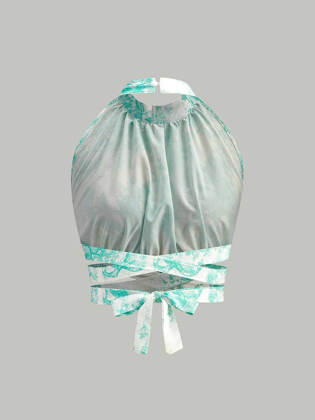 Halter Yaka Sırt Dekolteli Düğmeli Etek Takımı Yeşil