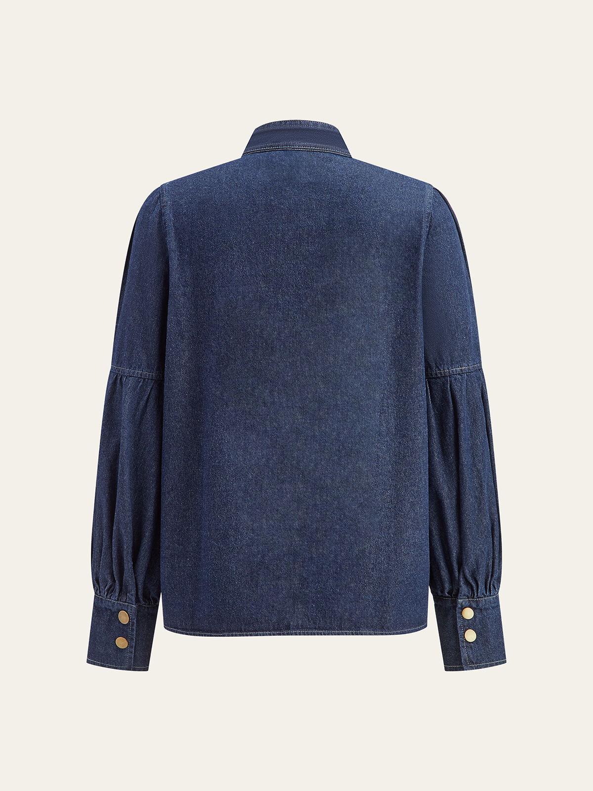 Kravat Yakalı Kot Gömlek Uzun Kol Lacivert Regular Kesim