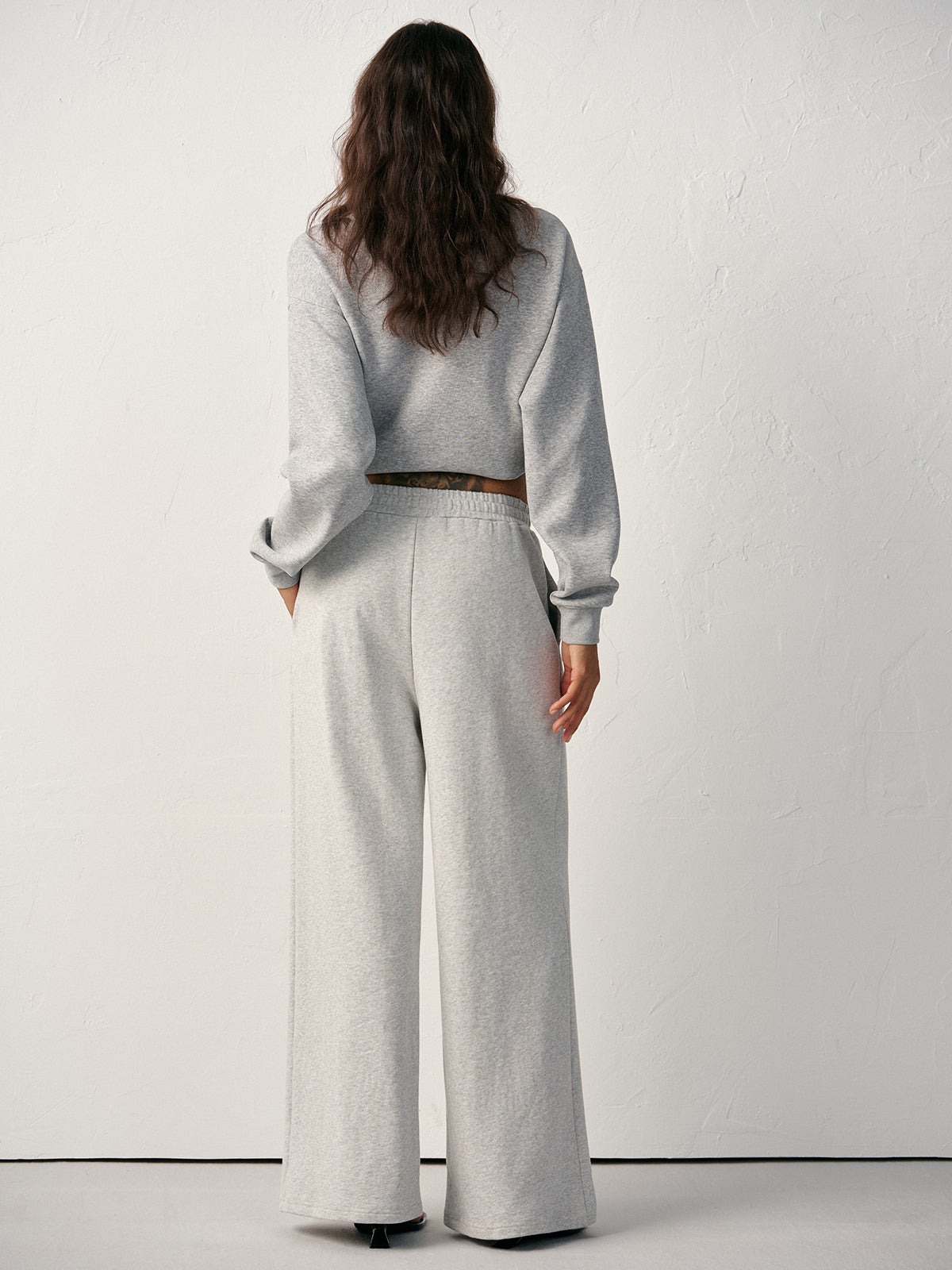 Pamuk Karışımlı Geniş Kesim Eşofman Altı Açık Gri