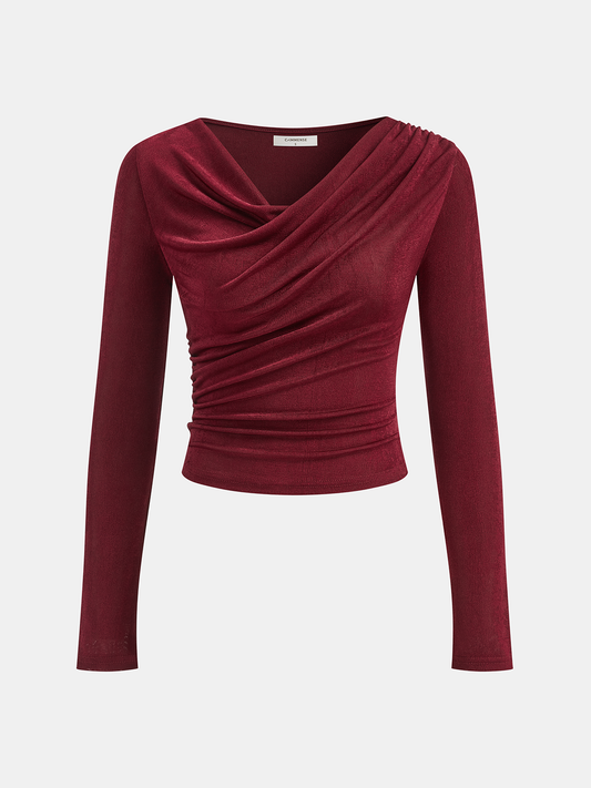 Drapeli Yakası Yarım Kol Tişört Bordo Slim Fit