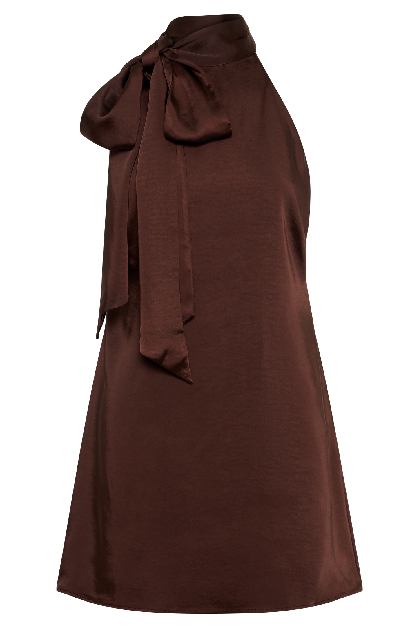 ROF Aubriella Boyundan Bağlamalı Mini Elbise - Bitter Çikolata