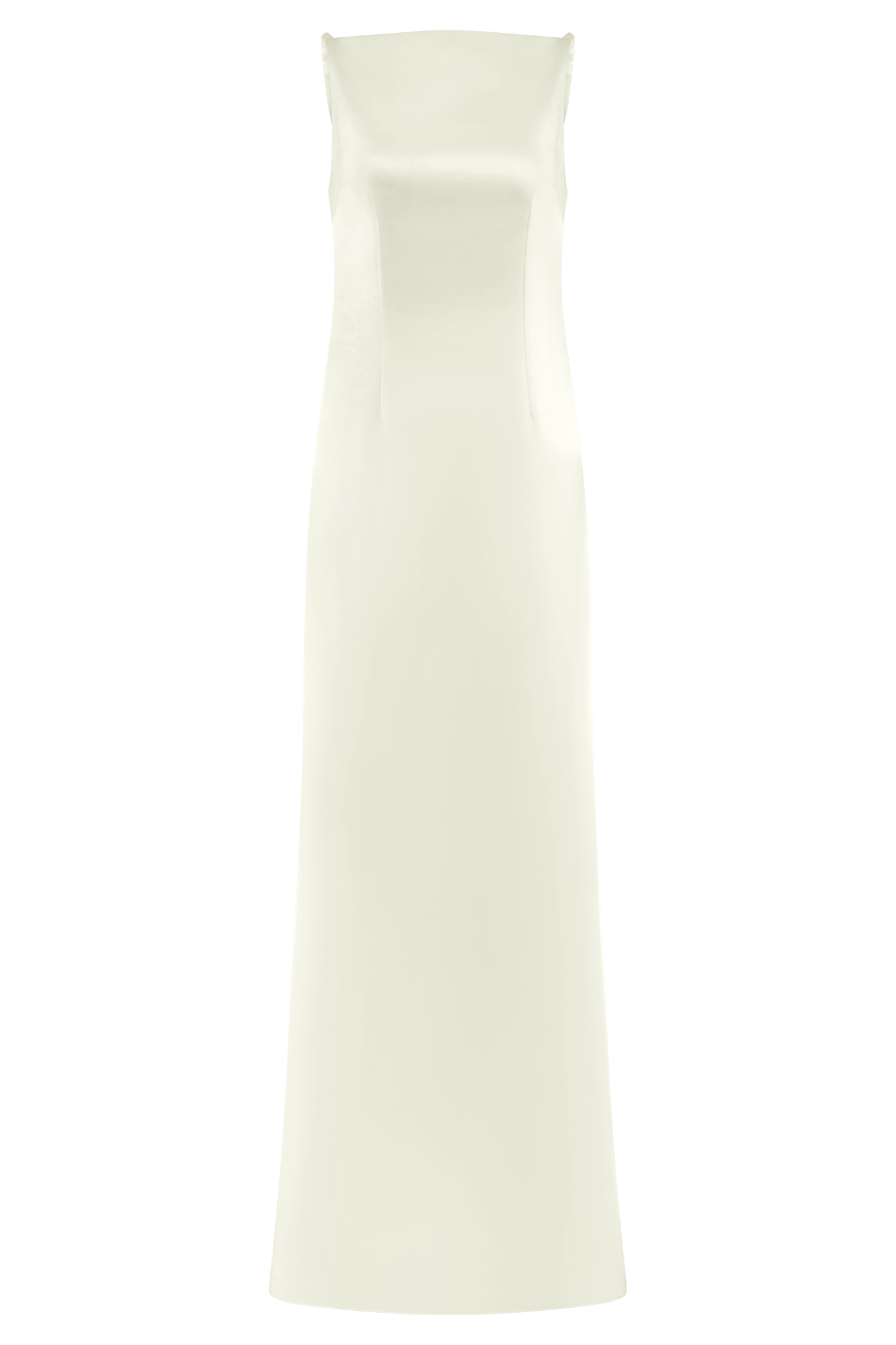 ROF Mor Kolsuz Saten Maxi Elbise - Beyaz