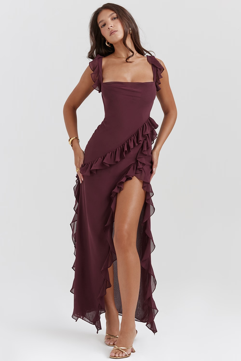 Ruffle Maxi Elbise
