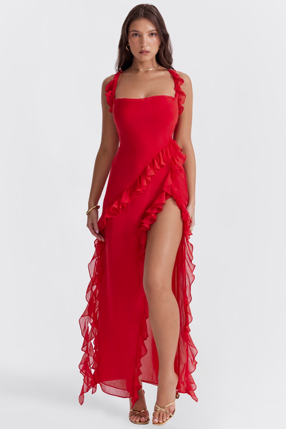 Ruffle Maxi Elbise